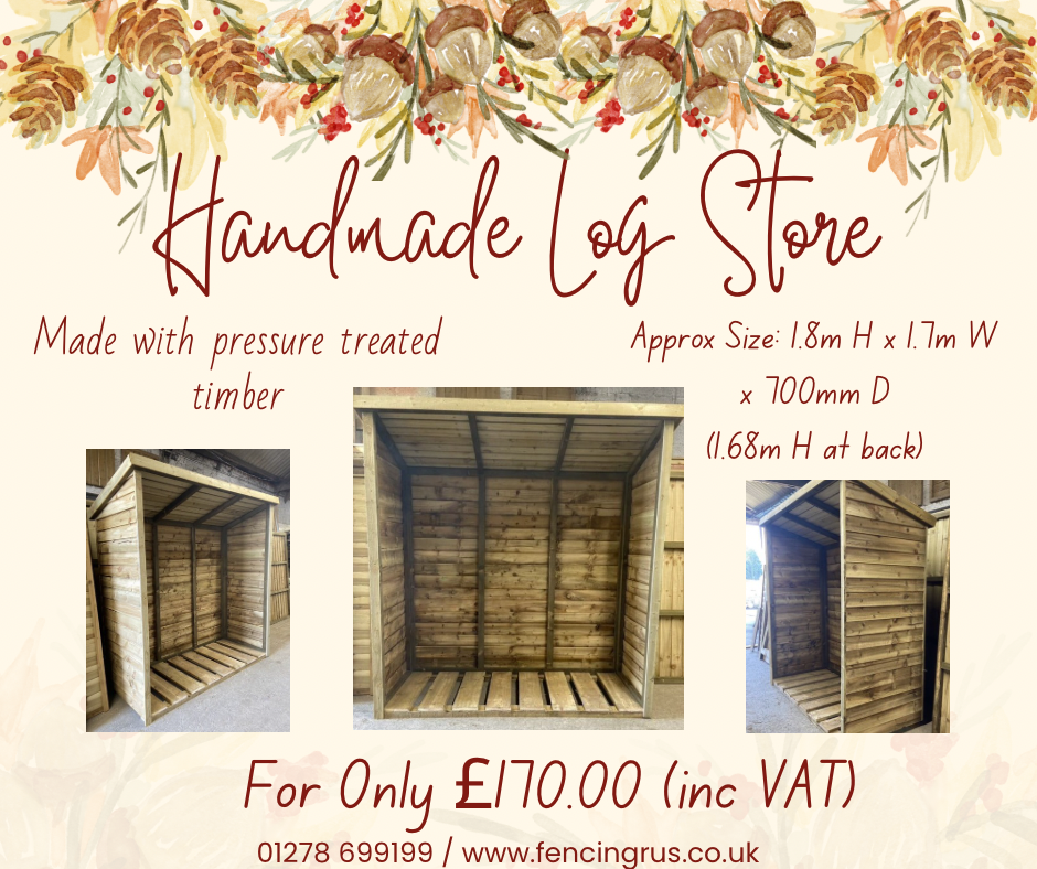 Handmade Log Store - Overhang Roof - Oct 2024